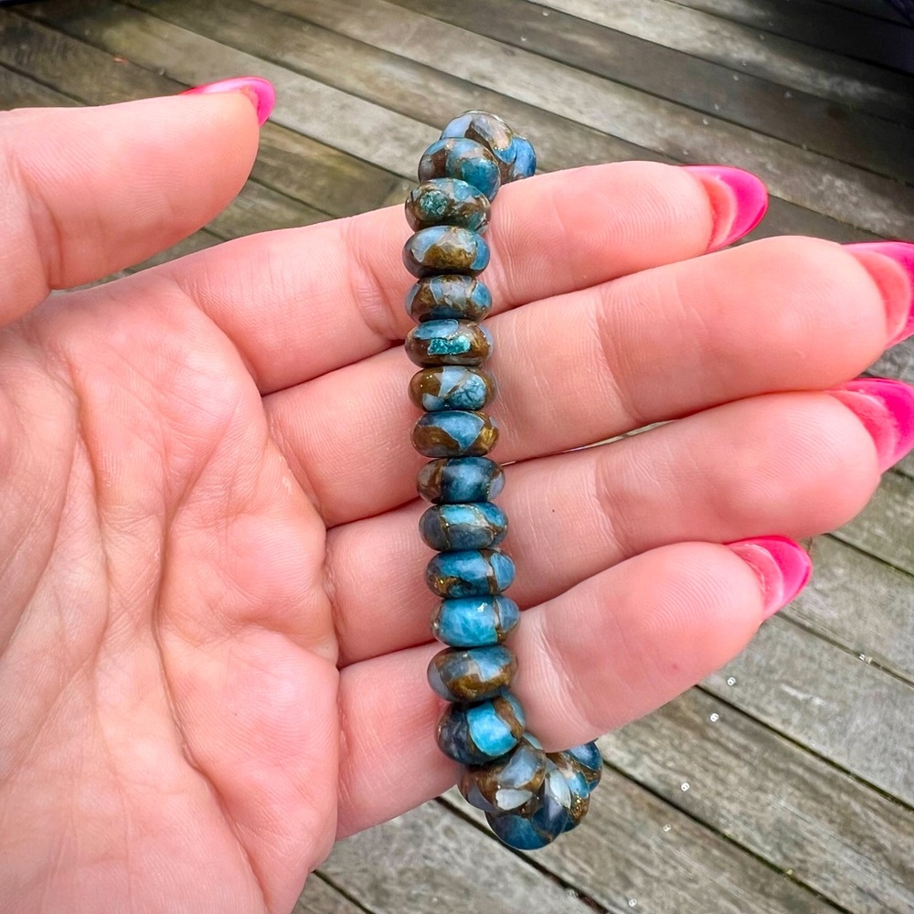 Handmade semiprecious Natural Blue Copper Turquoise stone bracelet